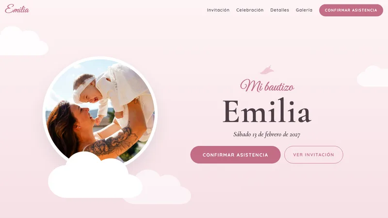 Demo de invitación digital Nube - Bautizo