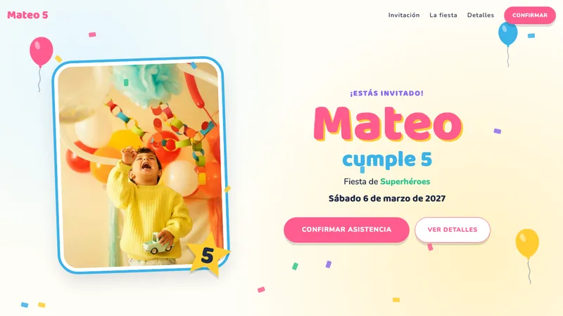 Demo de invitación digital Fiesta - Fiestas