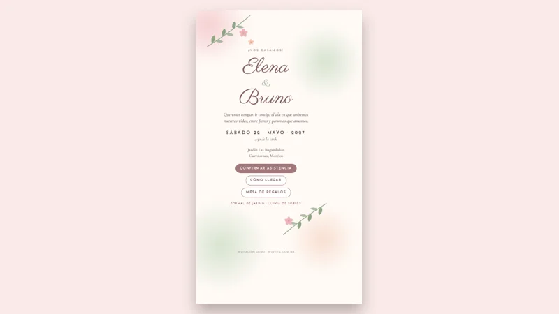 Demo de invitación digital Acuarela - Boda PDF
