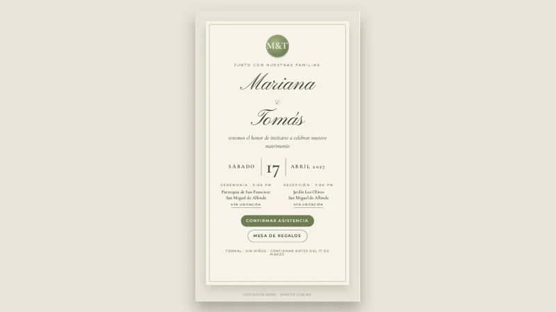 Demo de invitación digital Lino - Boda PDF